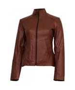 LE Classic Tan Brown Leather Jacket for Women - $2,827.01 MXN
