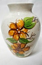 Arts &amp; Crafts Hand Made Hand Painted Floral Glazed Pottery Vase Signed 1... - £18.73 GBP