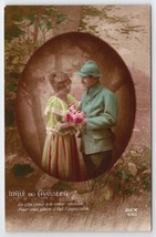 French Soldier Hunts For His Lady In Forest Pretty Woman Tinted RPPC Postcard I9 - £15.68 GBP