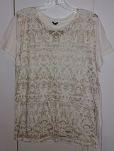 J. Crew Ladies Ss Thin Tee Shirt W/GOLD Deco On FRONT-L-COTTON/MODAL-NWOT-NICE - £11.07 GBP