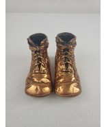 Vintage Pair of Bronzed Copper Tone Baby High Top Booties Shoes Nursery ... - £15.92 GBP