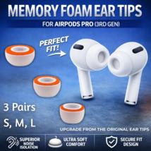 Silicone Memory Foam Core Ear Tips for AirPods Pro 3 (2025) S/M/L - 3 Pairs - $14.99