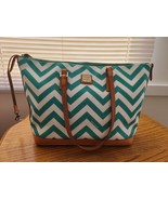 Dooney and Bourke Teal Chevron Tote Bag. Dooney &amp; Bourke Chevron Teal &amp; ... - $100.00