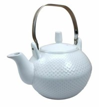 Imperial Japan Spotted Texture White Tetsubin Teapot Stainless Steel Handle 28oz - £21.17 GBP