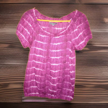 Daisy Fuentes Blouse Pink Passion With White Stripes Womens Size Small 3... - $12.58