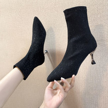 New Autumn and Winter High Heel Women&#39;s Shoes Pointed Toe Stiletto Boots Black S - £38.36 GBP