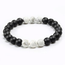 Couple Distance Bracelet Natural Stone Black White Beaded Bracelets Charm Yoga B - £8.93 GBP