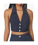 Danielle Bernstein by WeWoreWhat Bella Pinstripe Vest Blue XXL NEW - $30.00