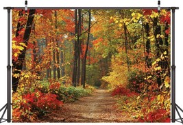 Autumn Scenery Deciduous Background 7x5ft Vinyl Deciduous Mountain Road ... - £24.89 GBP