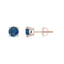 ANGARA Natural London Blue Topaz Stud Earrings in 14K Gold (Grade-AA, Size-5) - £212.20 GBP