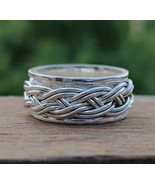 925 Sterling Silver, Solid Silver, Band Ring, Unisex, Wide Braided Band ... - $308.79 MXN+