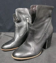 Lucca Lane Kat Ankle Boots Blqck Leather Almond Toe Zip Block Heel Size ... - $39.95