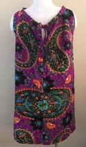 Vintage 60-70s Sleeveless Dress Psychedelic Paisley Handmade Tie at Neck Unique - £52.15 GBP