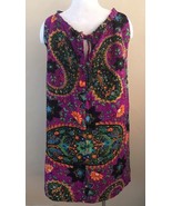 Vintage 60-70s Sleeveless Dress Psychedelic Paisley Handmade Tie at Neck... - $90.08 CAD