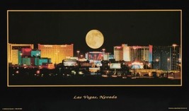 Las Vegas NV Poster Full Moon Over Strip US Seller 15&quot;X26&quot; Free Shipping/Returns - £9.23 GBP