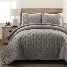Full/Queen size  Soft Pleated Grey Cotton 3 Piece Comforter Set - $5,262.00 MXN