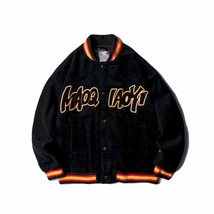 Fashion Corduroy Baseball Jacket Men Women Hip Hop Letter Embroidered Streetwear - £68.41 GBP