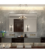 40x30inch Silver Rectangular Wall-mounted Beveled Bathroom Mirror - £119.14 GBP