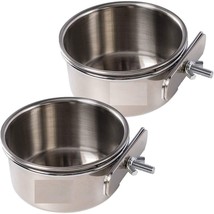 Stainless Steel Dishes Coop Cups Clamp Holder Water Bowls  200ml Pack of 2 - £22.41 GBP