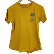 DK Savage t-shirt small womens yellow tee palm tree skeleton graphic  - £14.24 GBP