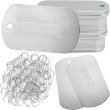 50 Pack Silver Aluminum Label Tags with Hanging Hole - Double Sided Stam... - €33,23 EUR