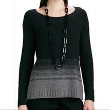 Womens Size Small Eileen Fisher Black Gray Yak Wool and Silk Blend Ombre Sweater - £33.55 GBP