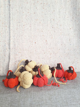 Crocheted pumpkin in orange and beige cotton yarn. Perfect for bringing an autum - £11.07 GBP