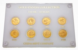 Lote De 8 1/10 Oz. Oro Pandas China Mint Company 1982-1988 IN Caja - $3,267.04