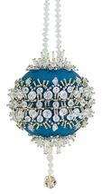 Cracker Box Inc Ornament Kit  Blue Satin Lace (teal and Silver) - $28.95