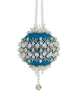 Cracker Box Inc Ornament Kit  Blue Satin Lace (teal and Silver) - $28.95