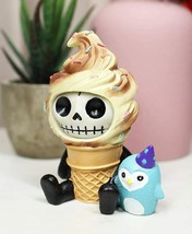 Ebros Furry Bones Sweet Tooth Ice Cream Swirl On Sugar Cone Skeleton Figurine - £11.81 GBP