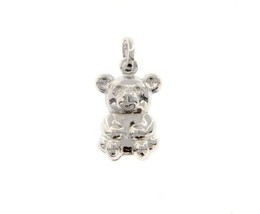 18K WHITE GOLD ROUNDED BEAR TEDDY BEAR PENDANT CHARM 20 MM SMOOTH MADE I... - $177.75