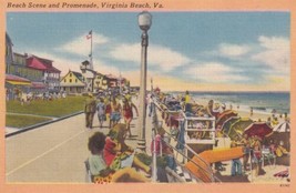 Beach Scene and Promenade Virginia Beach VA Postcard D58 - £2.34 GBP