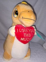 Hugme Yellow Dinosaur holding &quot;I Love You This Much&quot; Pillow 11&quot; Plush NWT - £13.56 GBP