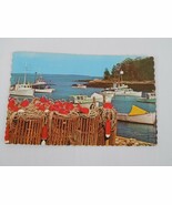 Fishing and Lobster Boats at Anchor Scalloped Edge Postcard Maine - $5.59 CAD