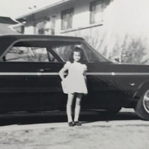 Old Original Photo BW Classic Car Young Girl Vintage Photograph - $15.95