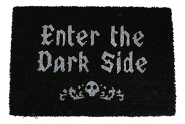 Enter The Dark Side Wicca Skull Black Coir Coconut Fiber Floor Mat Doormat - £21.26 GBP
