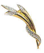 Vintage Abstract Design Brooch Long 2.5 in L Clustered Clear Rhinestones... - £6.28 GBP