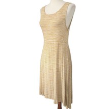 Old Navy Maternity Midi Dress S Jersey Knit Sleeveless Mustard Stripe Asymmetric - £12.71 GBP