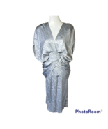 Vintage 80s Dawn Joy Fashions Silver Floral Sheath wiggle dress Dead sto... - £51.11 GBP
