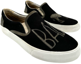inkkas women&#39;s bad ass slip-on donkey print black gray vegan canvas shoe... - $27.00