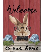 Bunny Rabbit House Flag Spring Garden Decor Farmhouse Rustic Cottage Eas... - $12.86