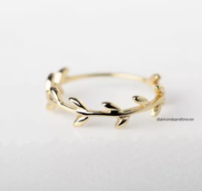 Handmade Delicate Stacking Branch Vine Ring In Real 10K Yellow Gold Ring... - $1,163.08