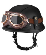 (Black, M) Motorcycle Half Helmet Retro German Handmade Leather Half Fac... - $3,808.63 MXN