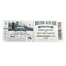 Yankees vs Red Sox 9/11/2012 Ticket 10 yr annv. Fenway Jeter 1H Ellsbury... - $15.00