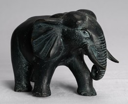 Ancien Khmer Style Debout Bronze Éléphant Statue - 15cm/6 &quot; Grand - £391.89 GBP