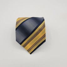 Mens Necktie Fariani Cream Grey yellow Striped Necktie Suit Size 59 By 4 In - $12.99