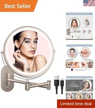360° Swivel Lighted Wall Makeup Mirror with Rechargeable Battery &amp; 3 Colors - $54.00