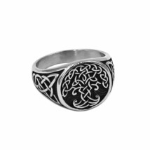 Celtic Tree of Life Signet Ring Mens Womens Stainless Steel Yggdrasil Band - £17.98 GBP
