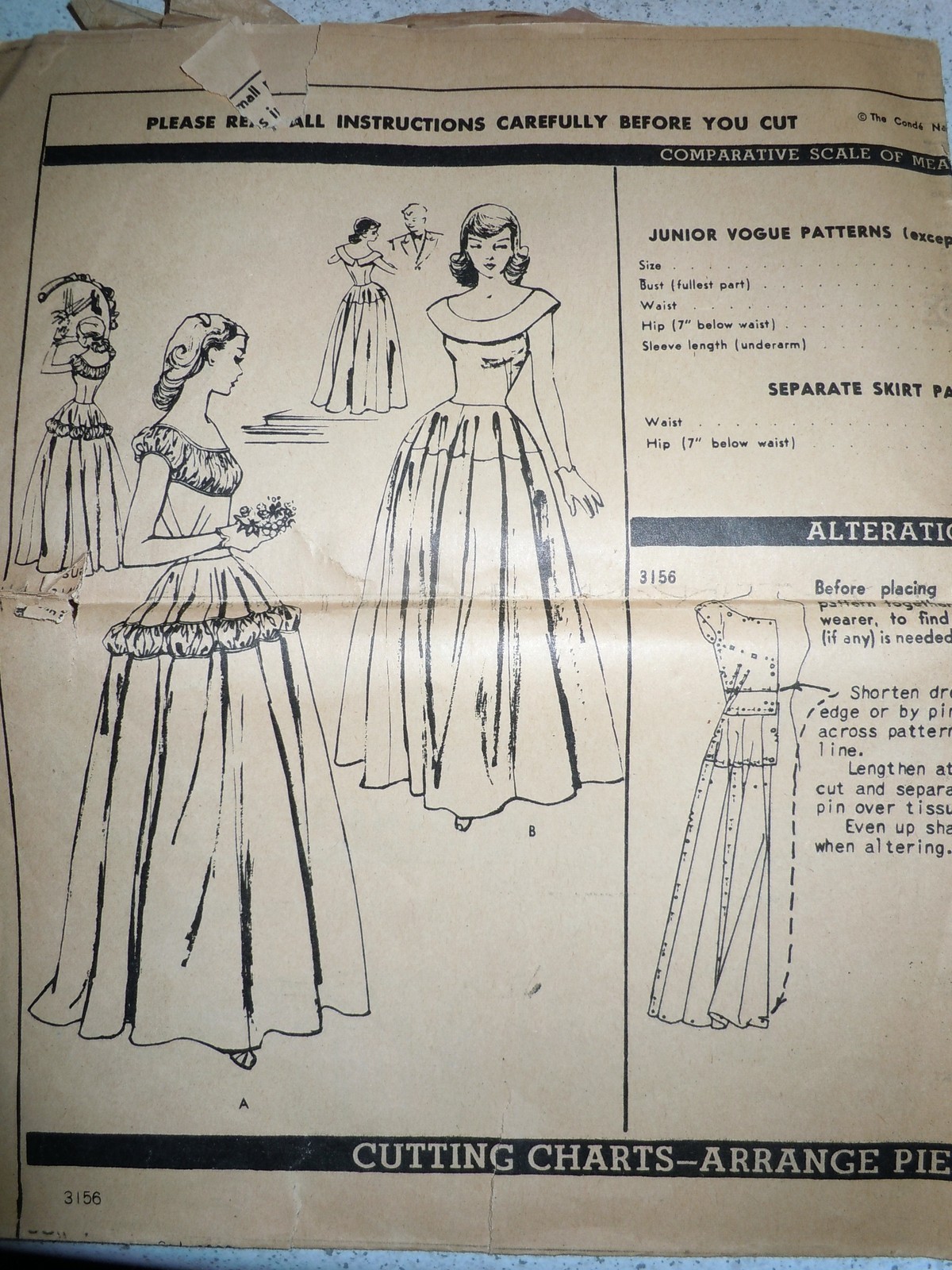 Vintage Vogue Junior Gown  Pattern #3156 - $3.99